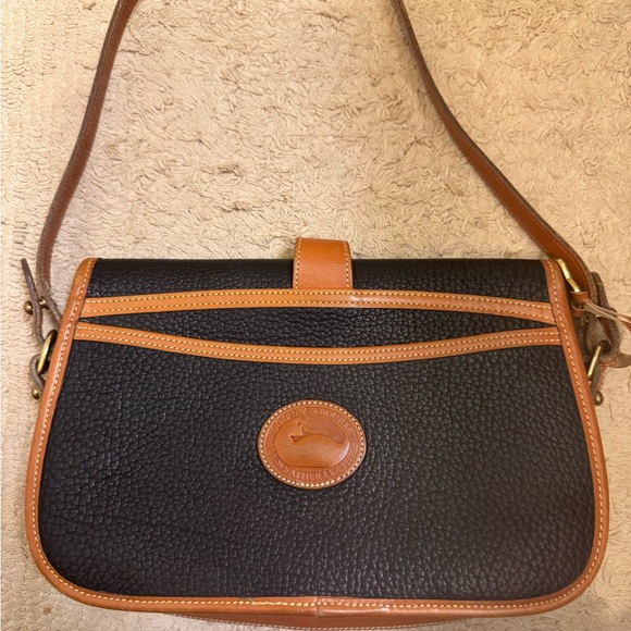 Dooney and Bourke Black and Brown Leather Crossbody Bag - Picture 4 of 5